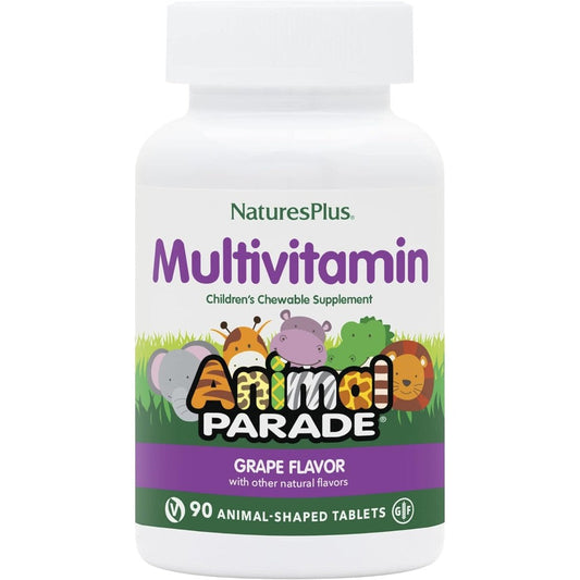 NaturesPlus Animal Parade Children's Chewable Multivitamin Grape 90 Tablets front bottle view