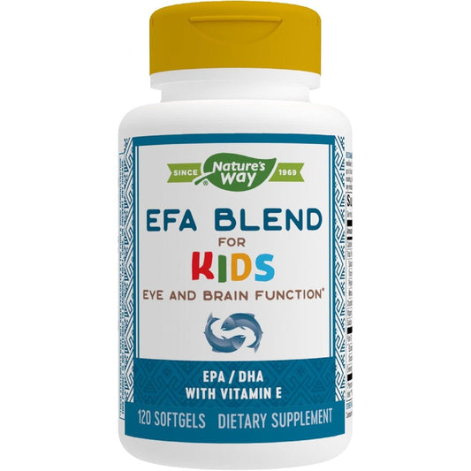 Nature's Way EFA Blend for Kids 120 softgels front bottle view for brain support