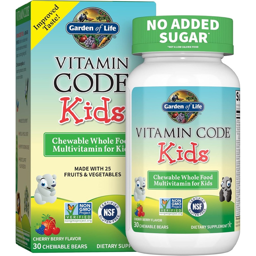Garden of Life Vitamin Code Kids chewable bear multivitamin with probiotics 30 bears cherry berry