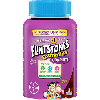Flintstones Children's Complete Multivitamin Gummies 70 Count front bottle view for daily health.