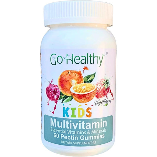 Go Healthy Natural Kids Multivitamin 60 gummies bottle front view for immune support