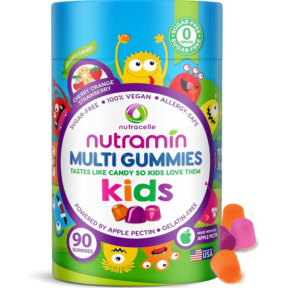 Nutracelle Nutramin Sugar Free Kids Multivitamin 90 gummies front bottle view