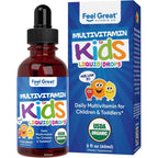 Feel great vitamins organic multivitamin liquid drops bottle with dropper for kids bone development