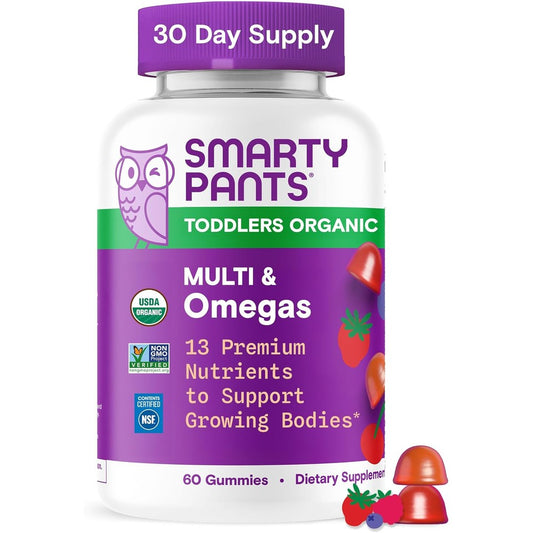SmartyPants Organic Toddler Multivitamin Gummies 60 count bottle front view