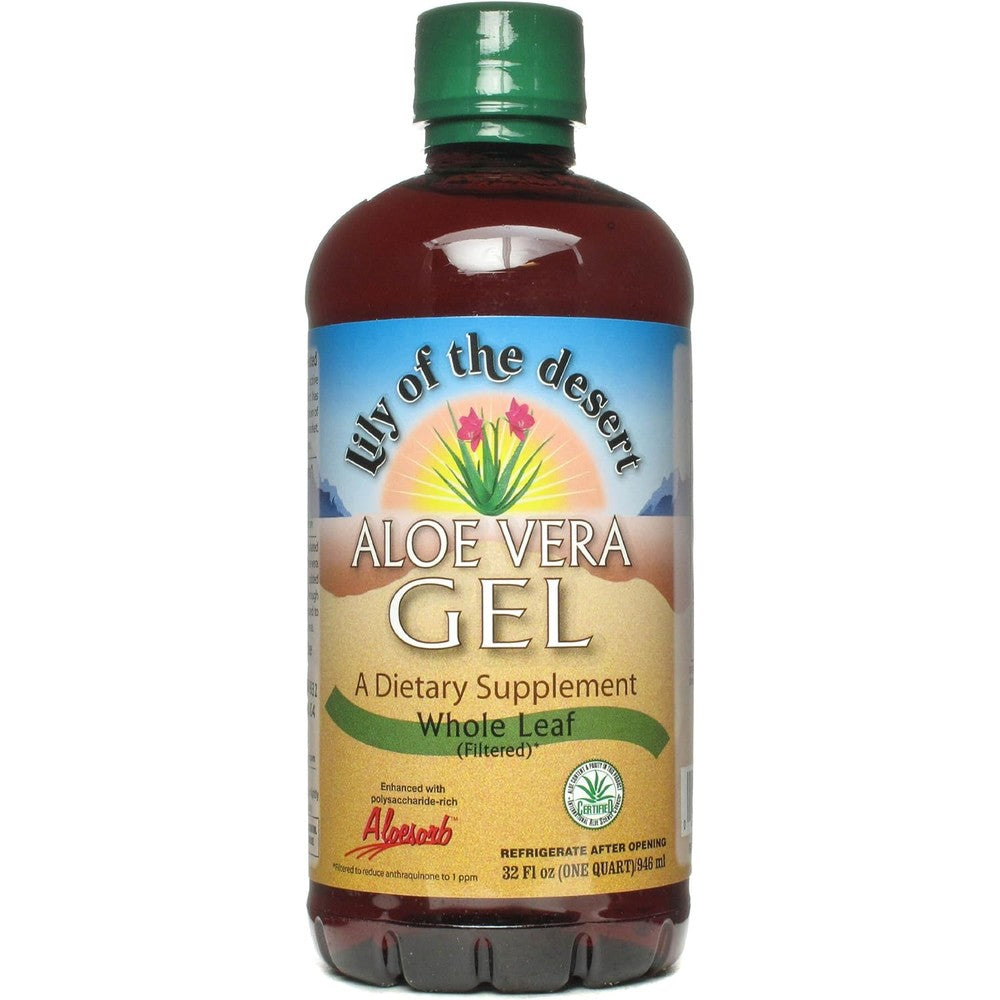 Lily Of The Desert Whole Leaf Aloe Vera Gel 32 Ounce bottle front view for digestive wellness.