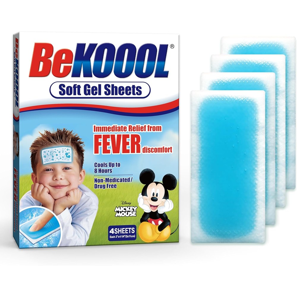 BeKoool Soft Gel Sheets for Kids front packaging showing cooling relief benefits.