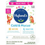 Hyland's Kids Cold and Mucus Day and Night Value Pack front view for pediatric congestion relief.