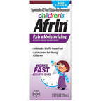 Children's Afrin Extra Moisturizing Stuffy Nose Spray 15ml front view for pediatric congestion relief
