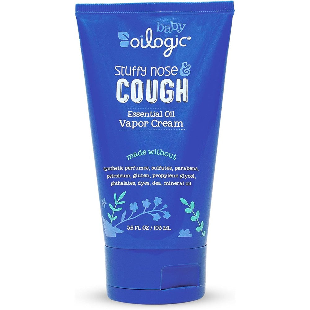 Oilogic Stuffy Nose and Cough Vapor Cream front view for baby congestion relief