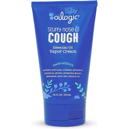Oilogic Stuffy Nose and Cough Vapor Cream front view for baby congestion relief