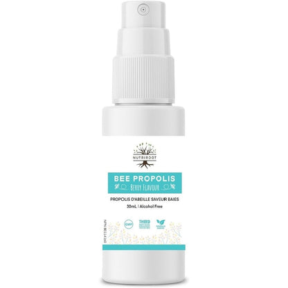 NutriRoot Bee Propolis Throat Spray 30ml front view for kids immune support