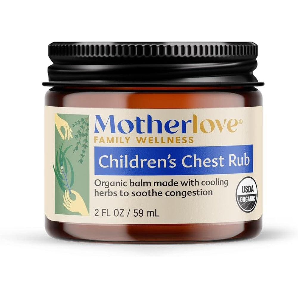 Motherlove Children's Chest Rub 2 ounce jar front view for congestion relief
