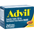 Advil 200mg Ibuprofen Coated Caplets front packaging view