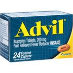 Advil 200mg Ibuprofen Coated Caplets front packaging view