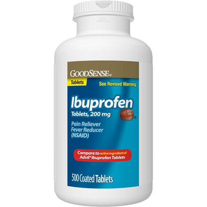 GoodSense Ibuprofen 500 tablet bulk bottle for long term body pain relief