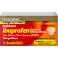 GoodSense Children's Ibuprofen 100mg 24 count bottle front view for kids fever relief