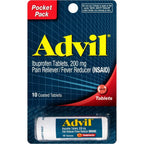 Advil Ibuprofen pocket pack coated tablets for portable pain relief and headaches