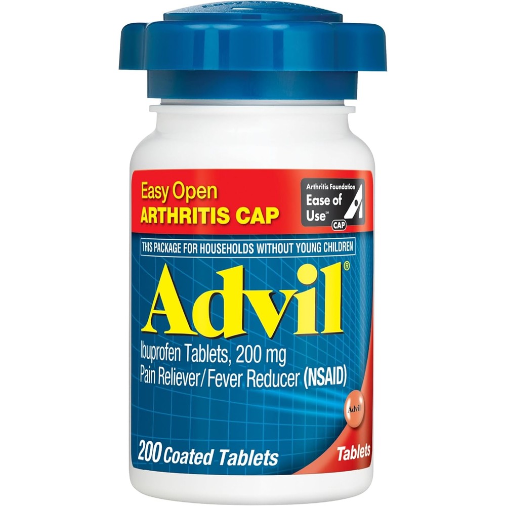 Advil ibuprofen tablets for menstrual pain relief of headaches and fever reduction
