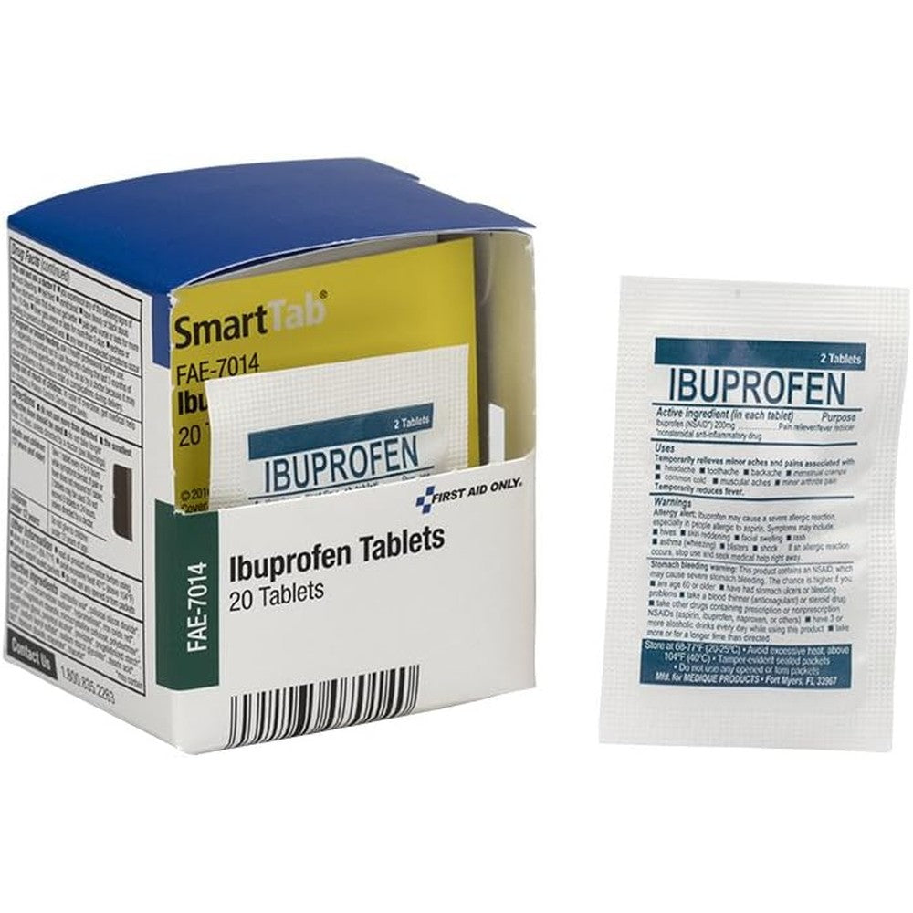 First Aid Only Smart Compliance Ibuprofen Refill front view of ten count box.