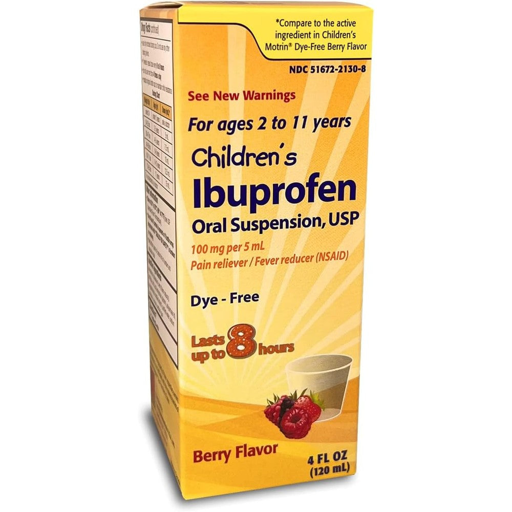 Taro Children's Ibuprofen Oral Suspension 4 ounce front bottle view for fever relief