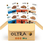 Olyra Organic Breakfast Biscuits variety pack front view showing organic certification.