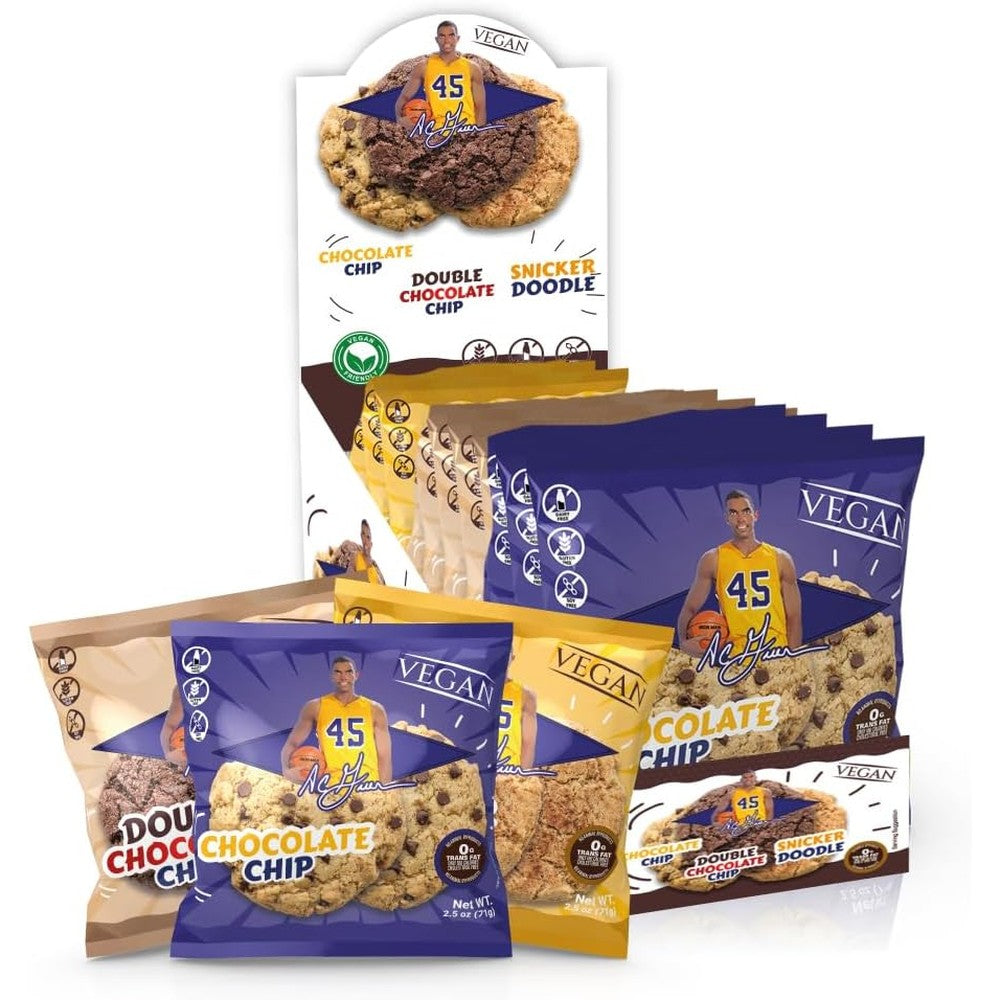 A.C. Green Ironman 45 Vegan Cookies variety pack front view for healthy snacking.