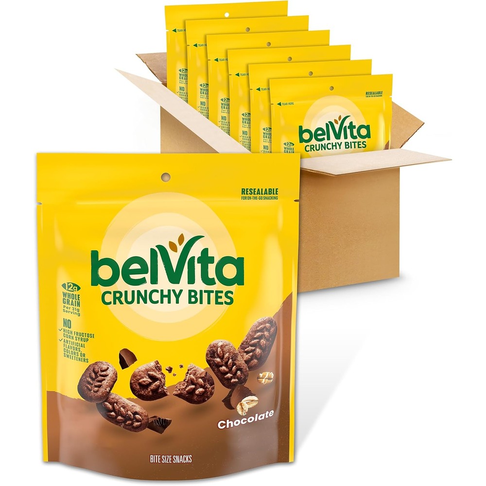 Belvita Chocolate Crunchy Bites front packaging 6 bag box