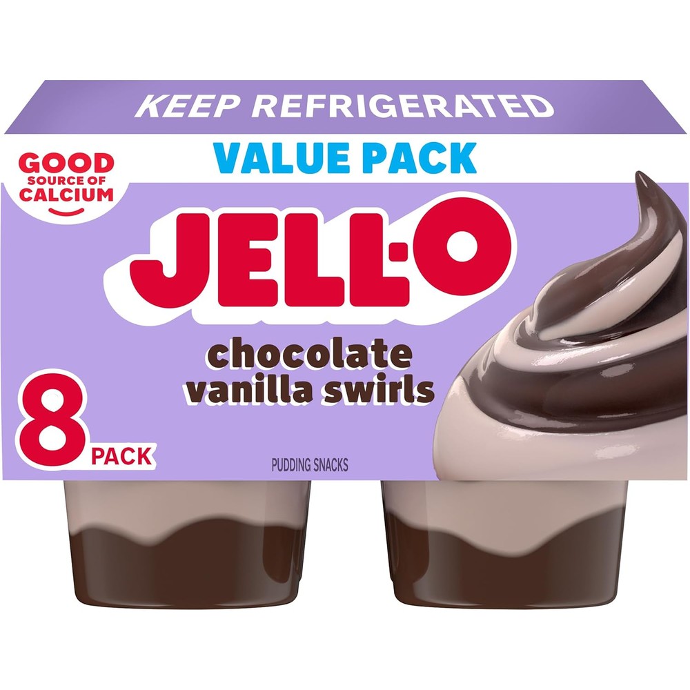 Jell-O Original Chocolate Vanilla Swirls Pudding 8 pack front view