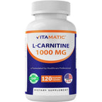 Vitamatic L-Carnitine Fumarate 1000mg bottle front view energy supplement