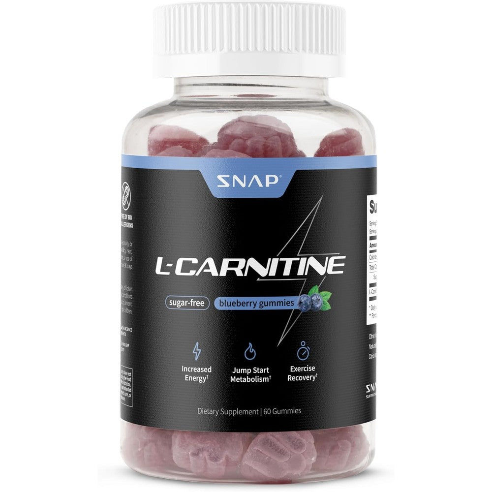 Snap Supplements L-Carnitine Tartrate Sugar Free Gummies front view pre-workout supplement