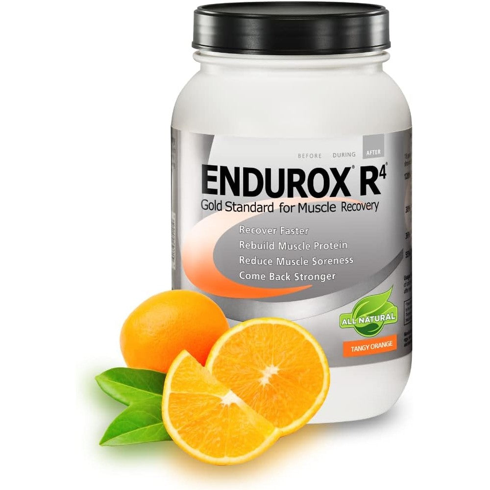 Endurox R4 Tangy Orange recovery drink mix with whey protein and electrolytes