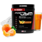 JYM Supplement Science Post JYM Active Matrix Mandarin Orange container front view for post-workout recovery.