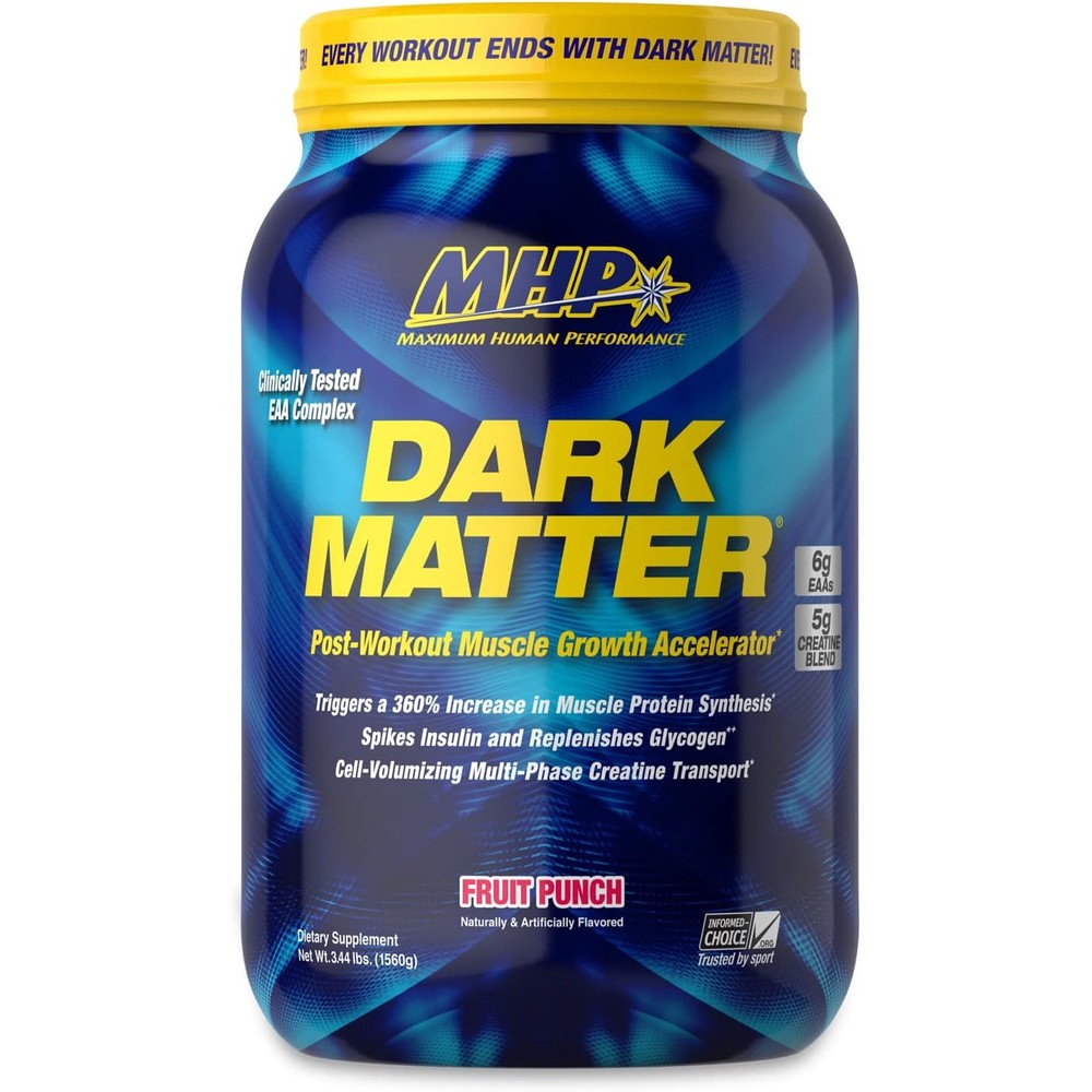 MHP Dark Matter Fruit Punch post workout recovery powder front view