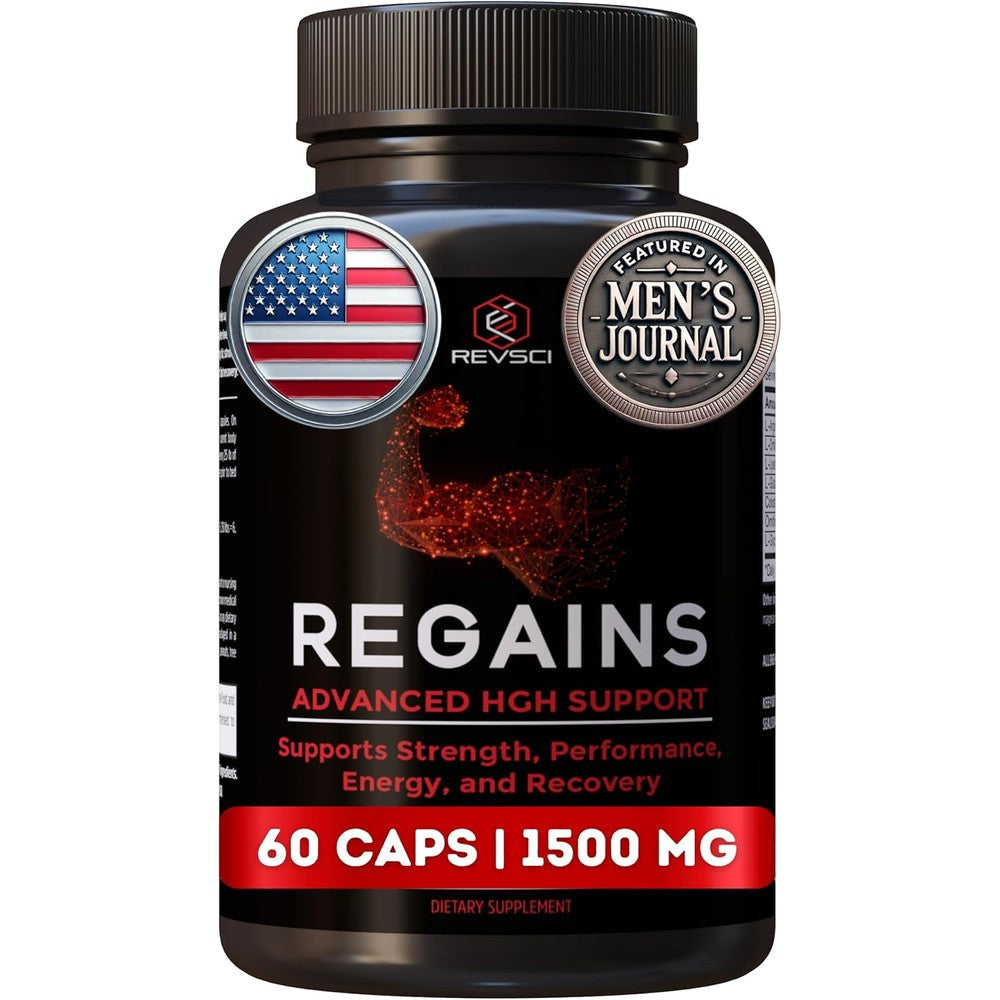 Revolution Science Regains HGH bottle front view muscle growth supplement