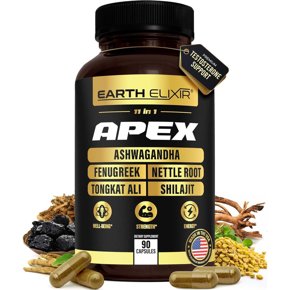 Earth Elixir Apex Testosterone Supplement for Men with Ashwagandha and Zinc