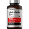 Horbäach Nitric Oxide Max 3600mg 120 caplets front bottle view pre workout booster.