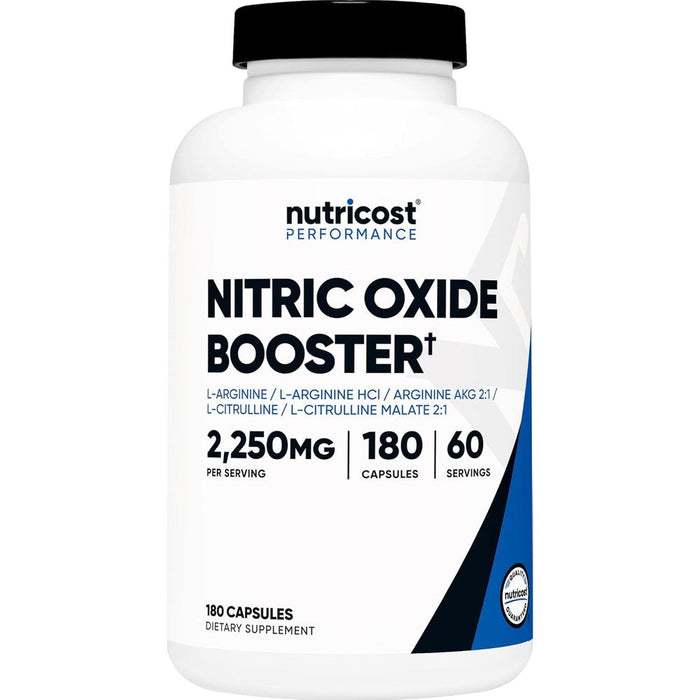 Nutricost nitric oxide booster front view supplement bottle