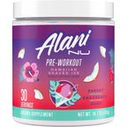 Alani Nu Pre Workout Hawaiian Shaved Ice front view for energy boost.