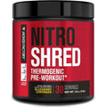 Jacked Factory Nitrosurge Shred Pre Workout Blueberry Lemonade front view supplement tub