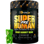 Alpha Lion Superhuman Pre Workout Sour Gummy Bear front view for muscle endurance.