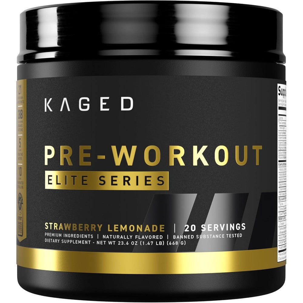 Kaged Pre Workout Elite strawberry lemonade energy powder 771g 20 servings