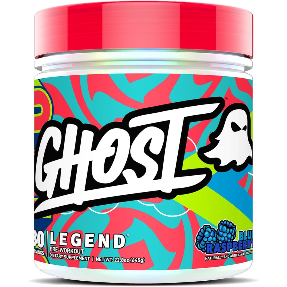 GHOST Legend Pre Workout Powder blue raspberry 789g container