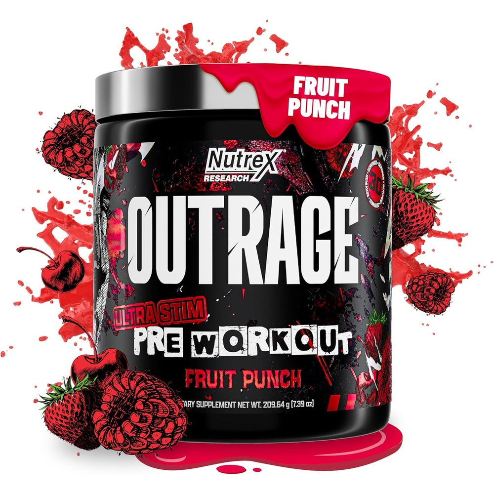 Nutrex Research Outrage High Stim Pre Workout 281.0g Fruit Punch tub