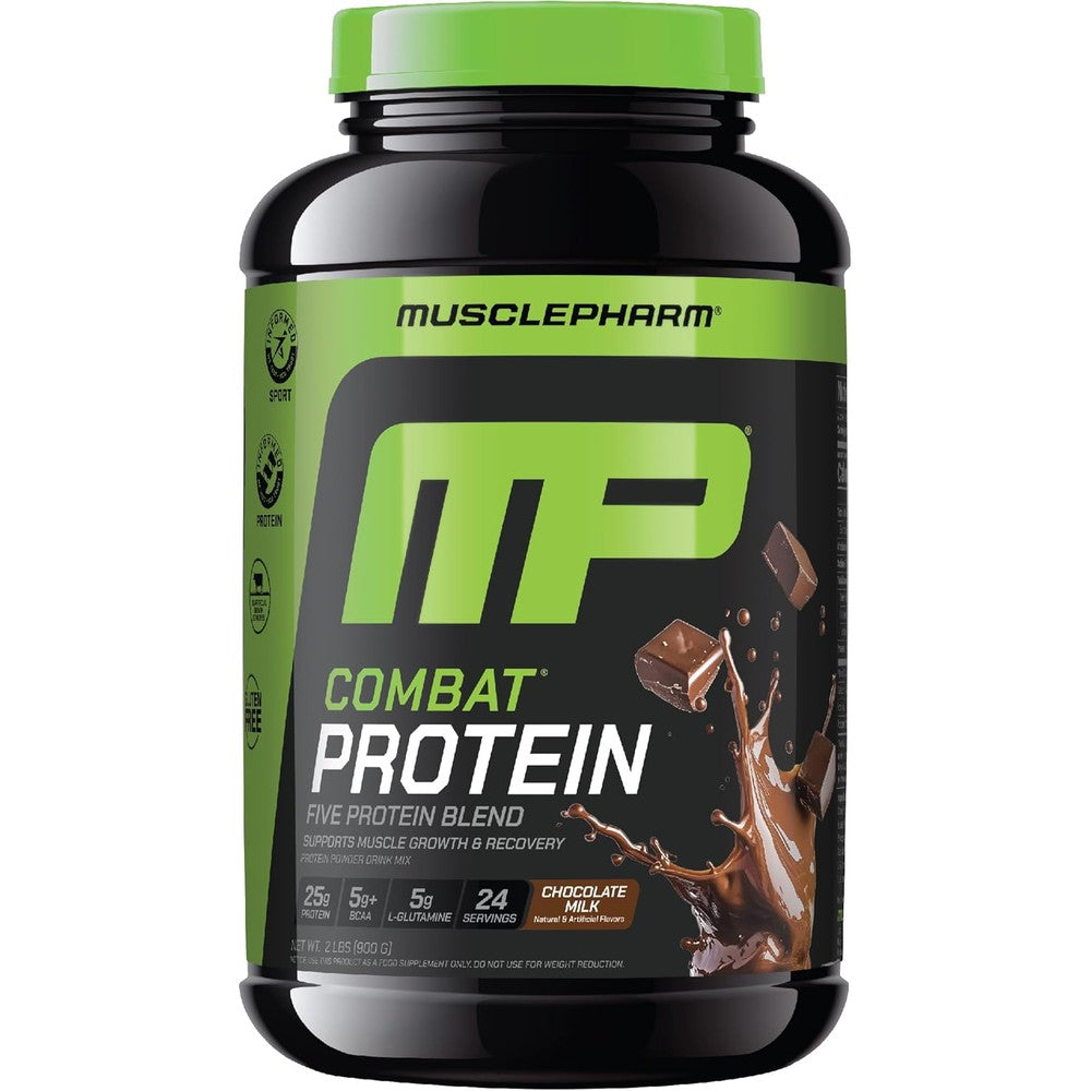 MusclePharm Combat Protein Powder Chocolate Milk flavor in a 4.2lb tub