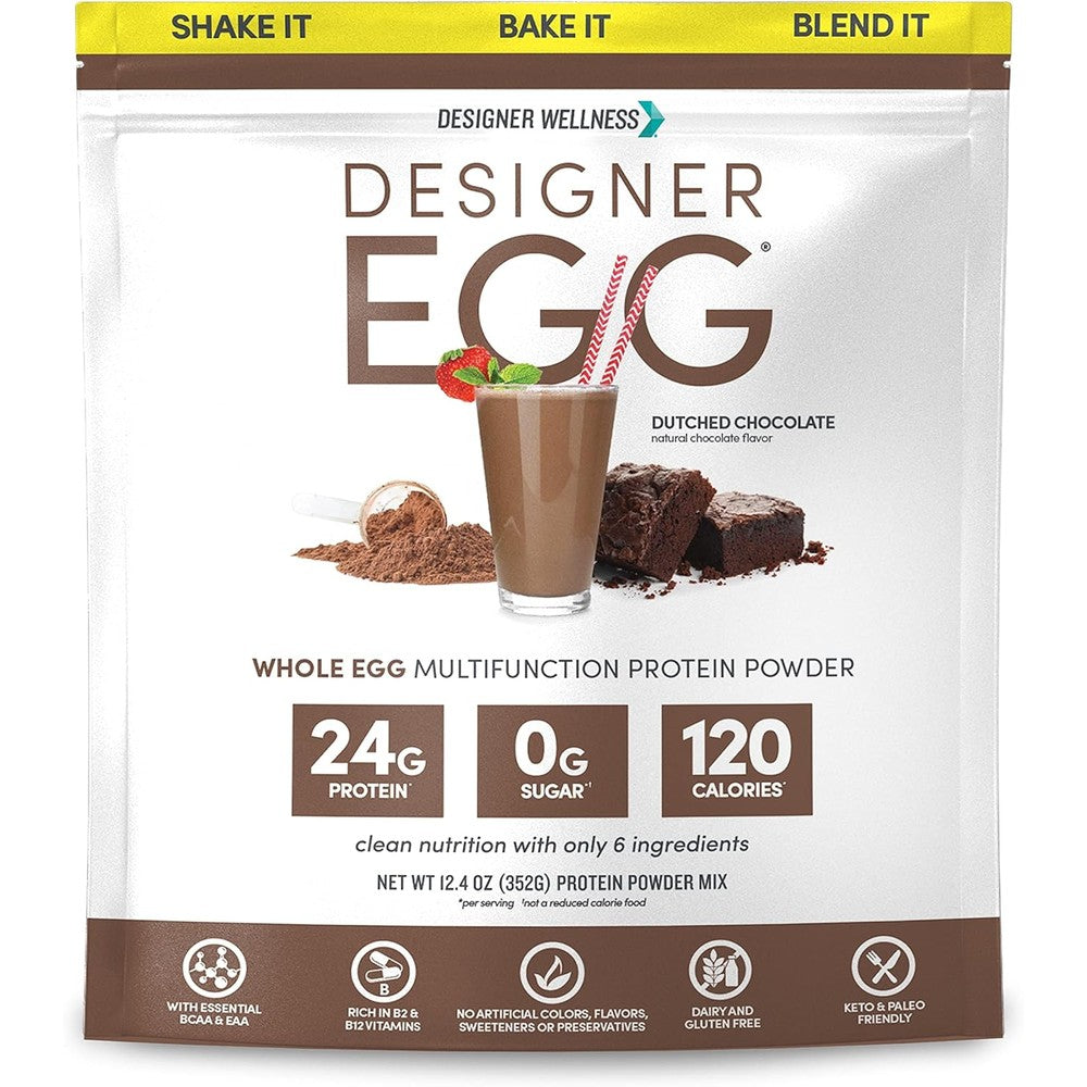 Designer Wellness Designer Egg Protein Powder Dutch Chocolate front view imported supplement.