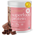 Boobie Brands Boobie Body Organic Pregnancy Protein Powder Chocolate Bliss tub front view.