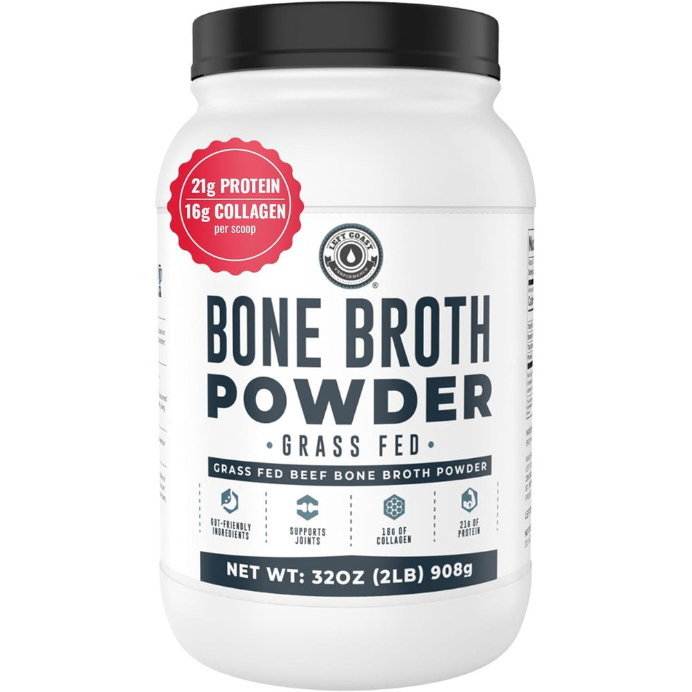 Left Coast Performance Bone Broth Protein Powder 32 Ounce front label view