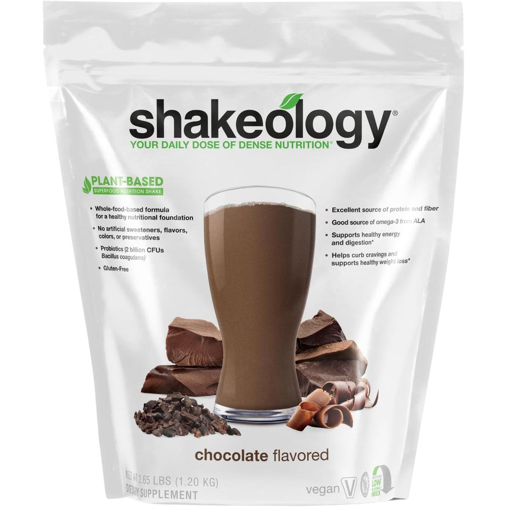 BODi Shakeology Chocolate Plant Based Protein Powder front view bag