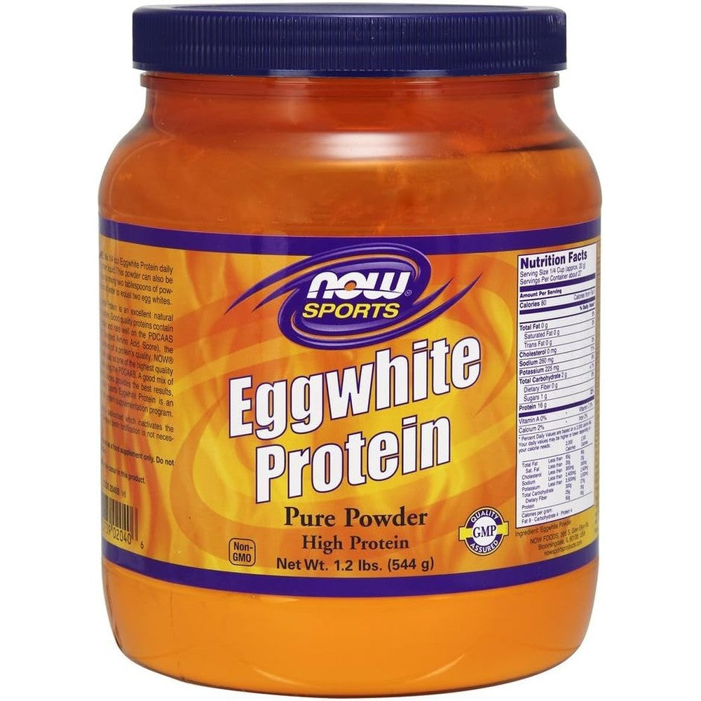 NOW Foods Sports Nutrition Egg White Protein Unflavored Powder container front view