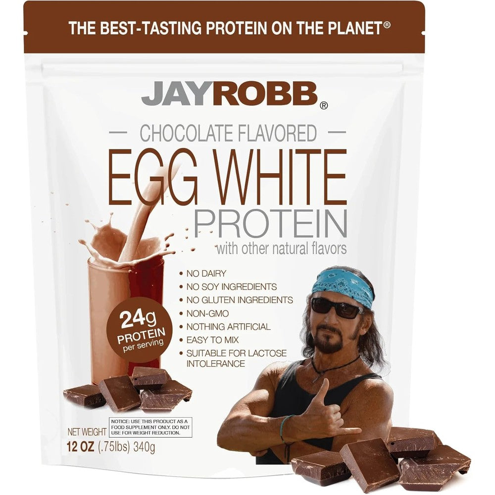 Jay Robb - Egg White Protein Powder, Outrageously Delicious, Chocolate, 10 Servings (12 oz)